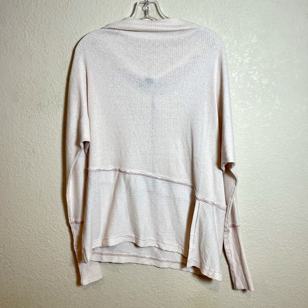 Free People Londontown Thermal Pullover Sweater XS Beige Cowl Neck Ribbed Knit